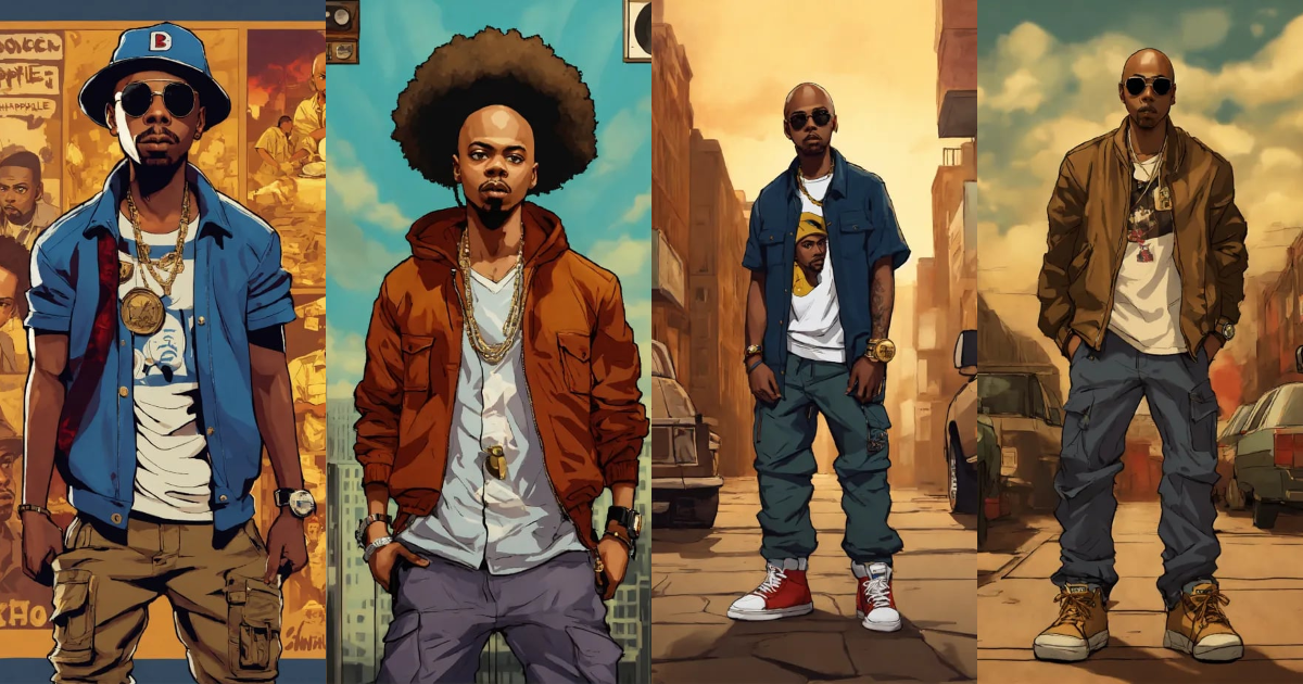 Lexica - Hip hop art style Dave Chappelle boondocks full body