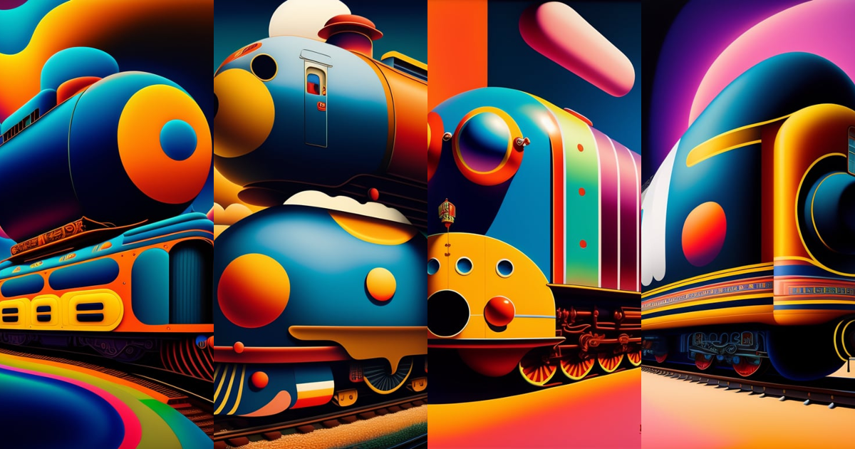 Lexica - Big abstract train in the style of kaws by james jean and ...