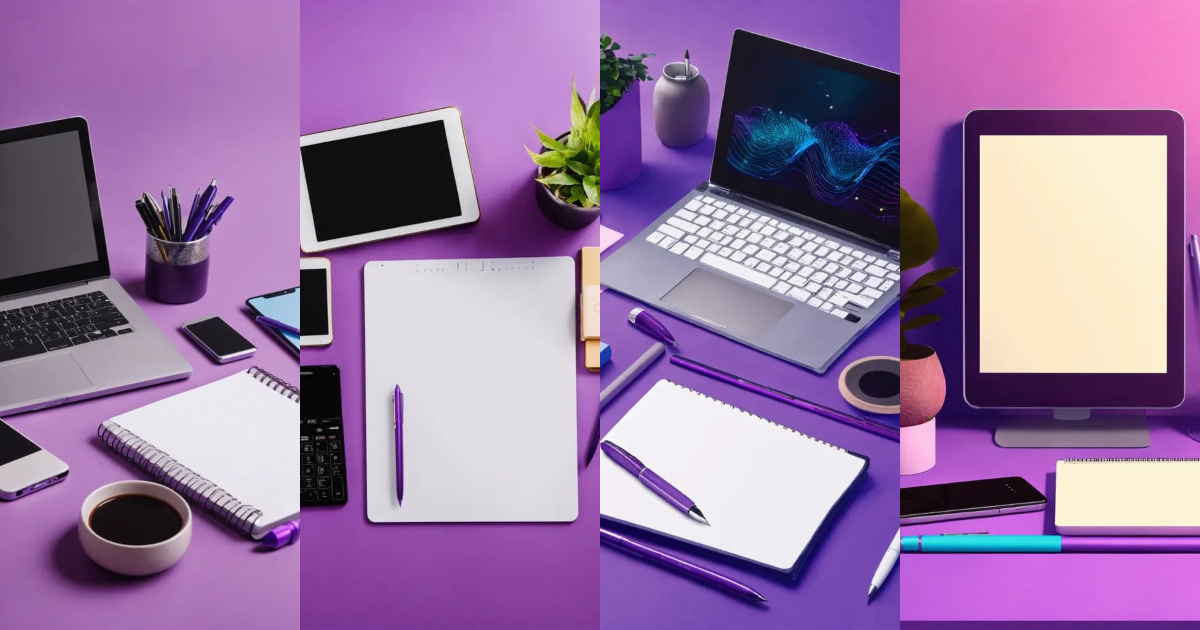 Lexica - Desktop with computer notepad pen pen phone and similar ...