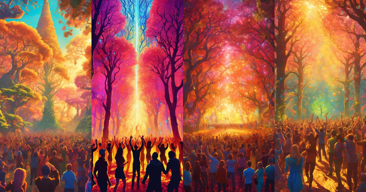 Lexica - Crowd of people dancing with their arms in the air, at a ...