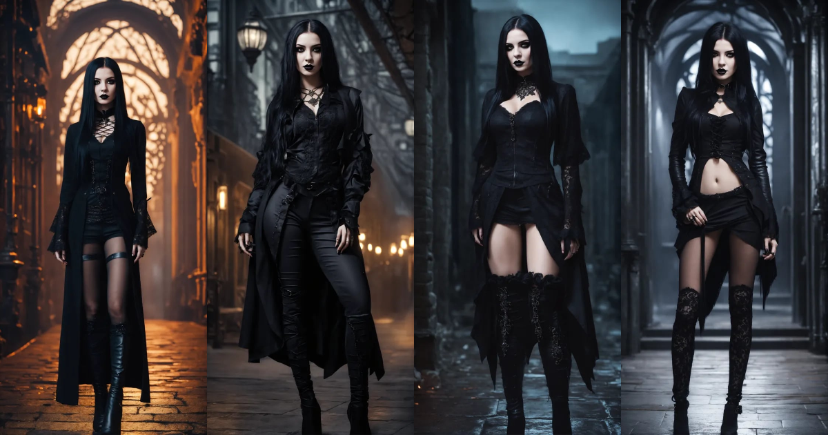 Lexica - Render beautiful young woman in dark goth outfit with black ...