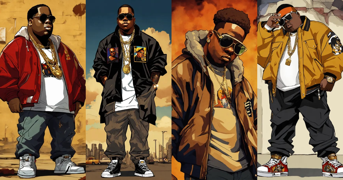 Lexica - Hip hop art style Notorious B.I.G boondocks full body