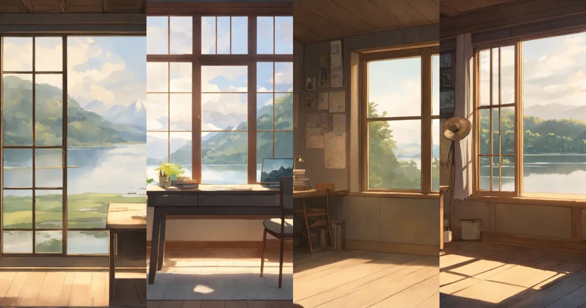 Lexica - Minimal study room in forrest house, wooden grey acrylic ...