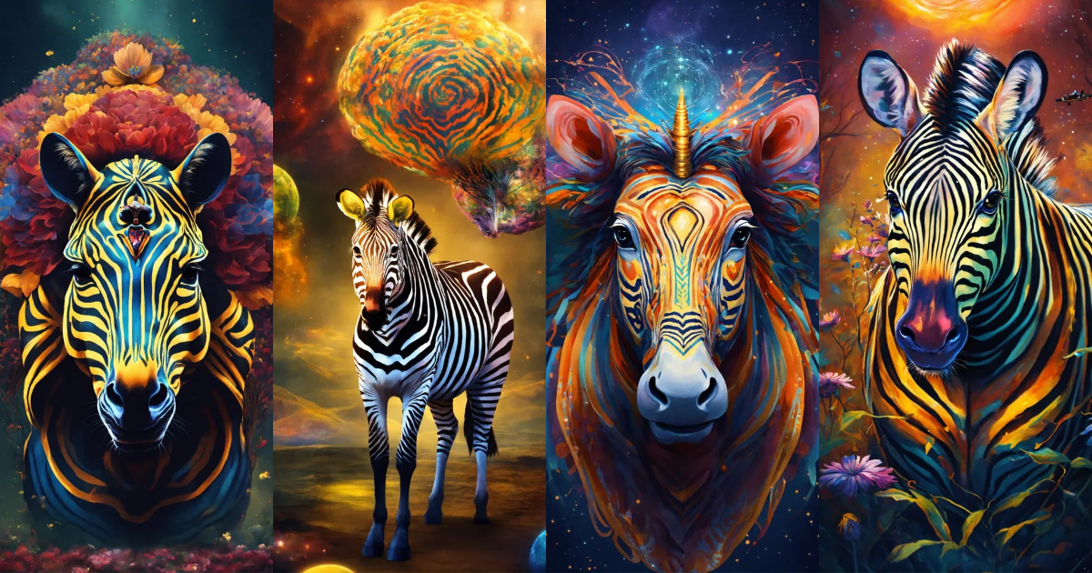Lexica - The brain hovering over the zebra comes out of the ...
