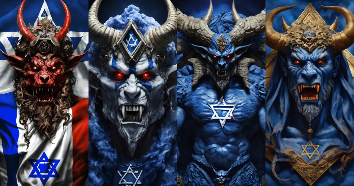 Lexica - Evil demonic Israel demon with an Israeli flag beast with an ...