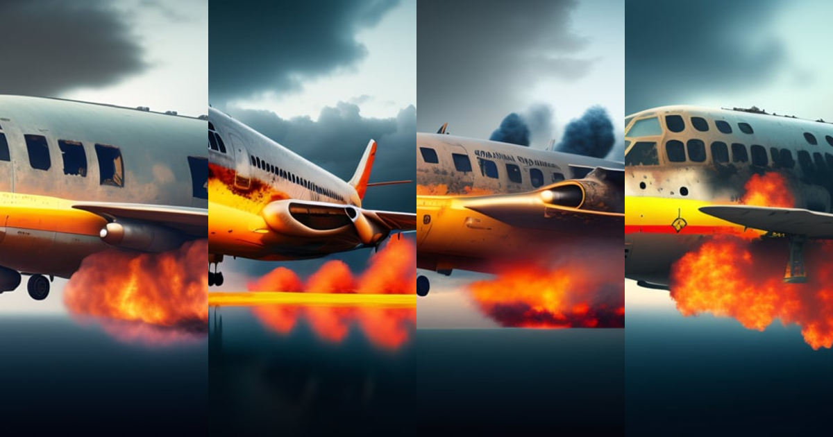 Lexica - Exploded plane in the sky, realistic