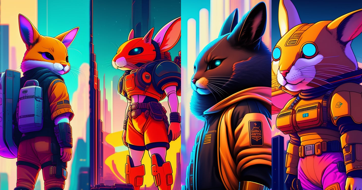 Lexica - Photo of of a huge rabit with futuristic guns in a fusion ...