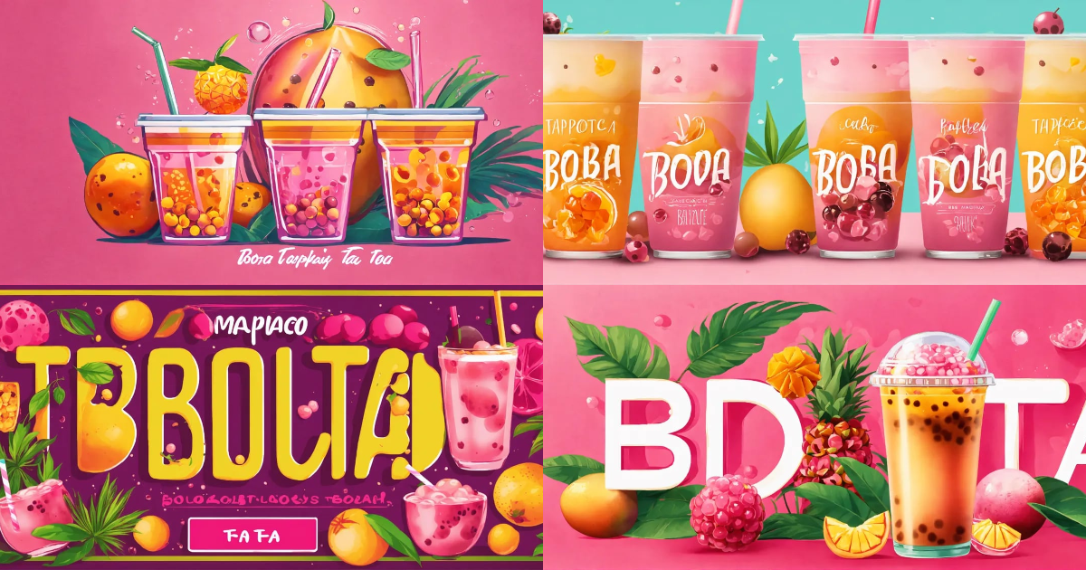 Lexica - Boba tea title, text, vector, illustration, typography ...