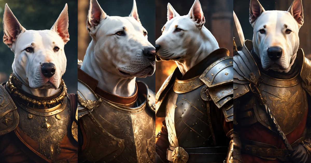 Lexica - A medieval warrior old bull terrier portrait , fantasy art, hd ...