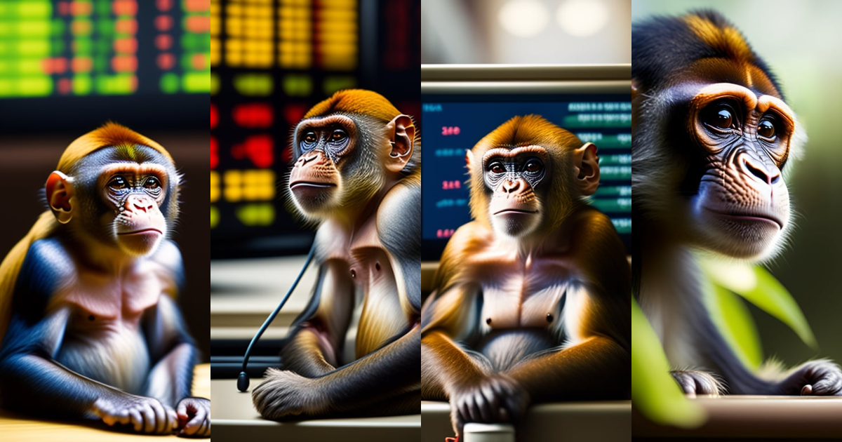 Lexica - Portrait of a monkey in the stock market