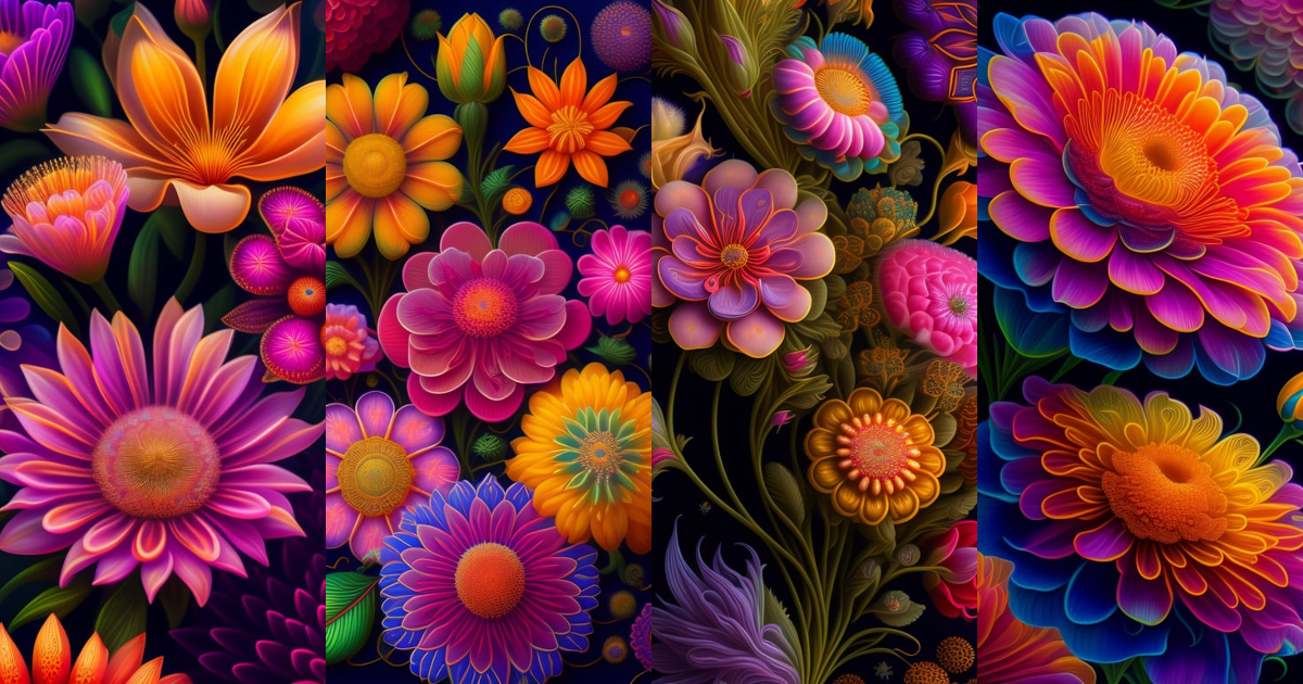 Lexica - An ultra hd detailed painting of many different types of neon  flowers by earnst haeckel, james jean. behance contest winner, generative  art