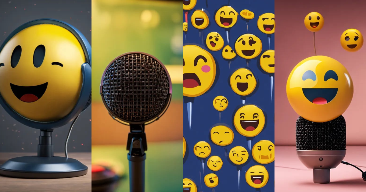Lexica - Microphone and a indifferent non-emotional emoji