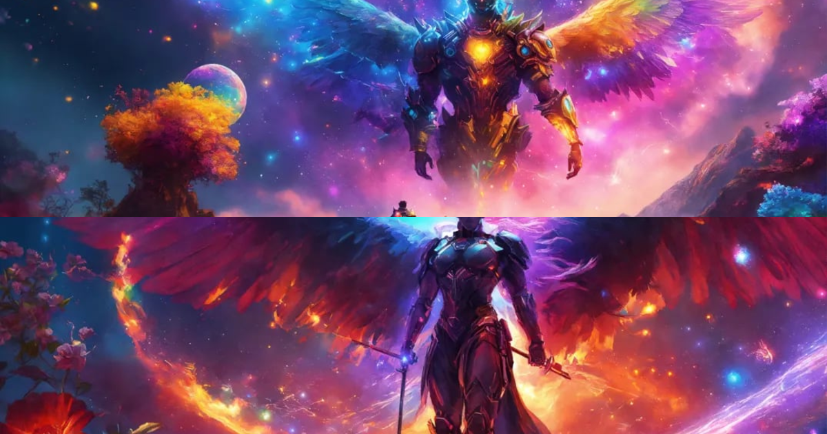 Lexica - Cyberpunk digital painting of a demon and an angel fighting ...