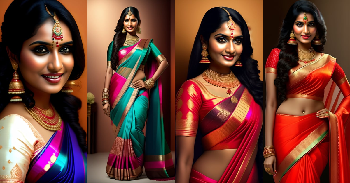 Lexica - Young north indian girl in a saree, massive downblouse