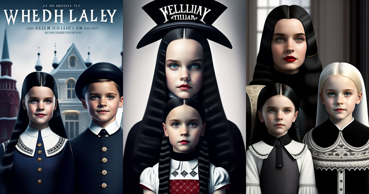 Lexica - Wednesday Addams family junior 2022 in russian winter white ...