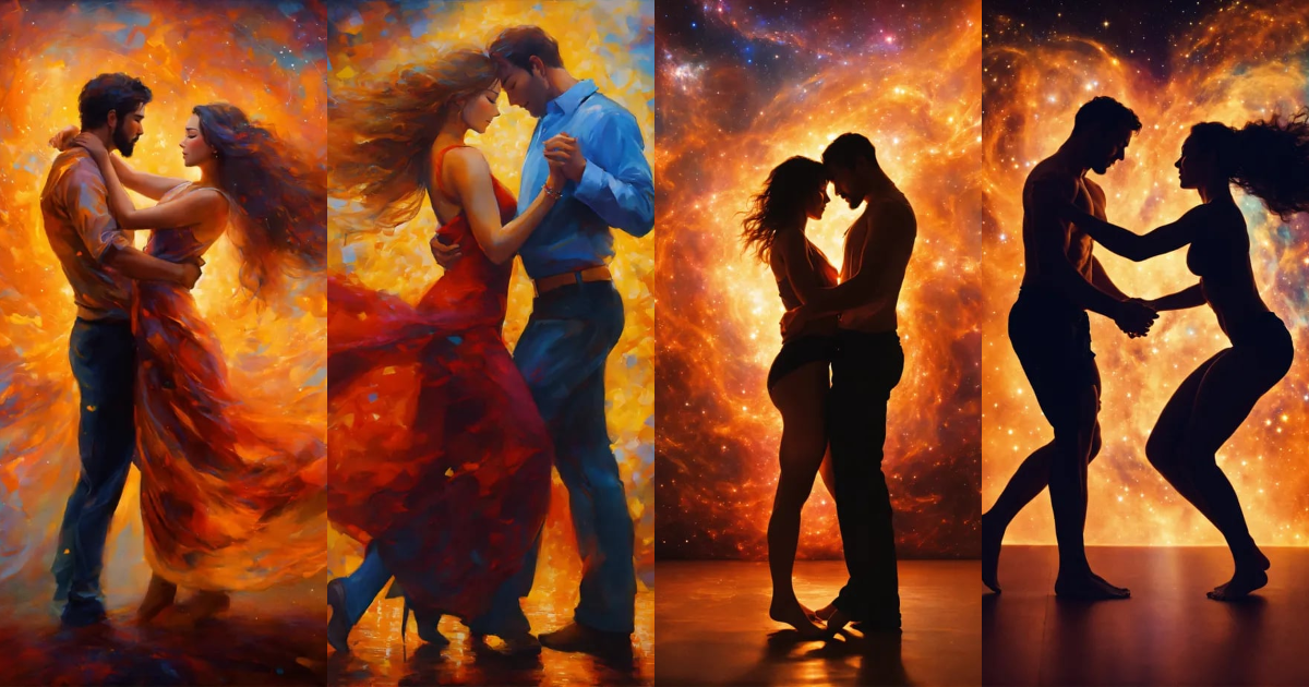 Lexica - Man and woman together in love, connected, full body, merging ...
