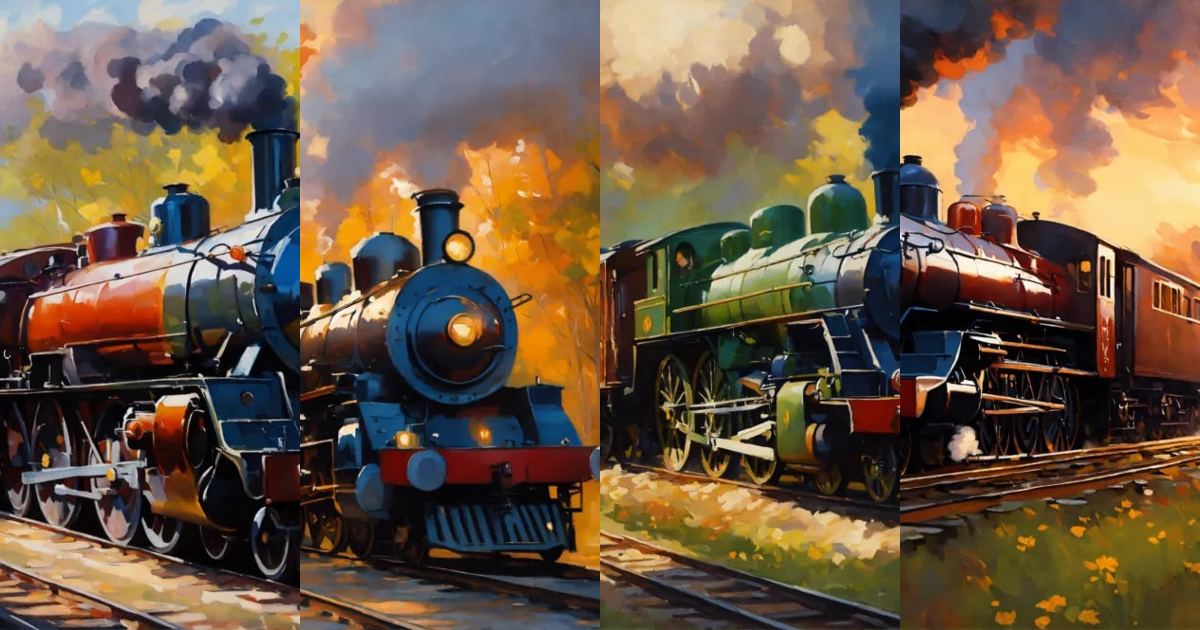 Lexica - Create a painting of an steam locomotive, painting by Evgeny ...