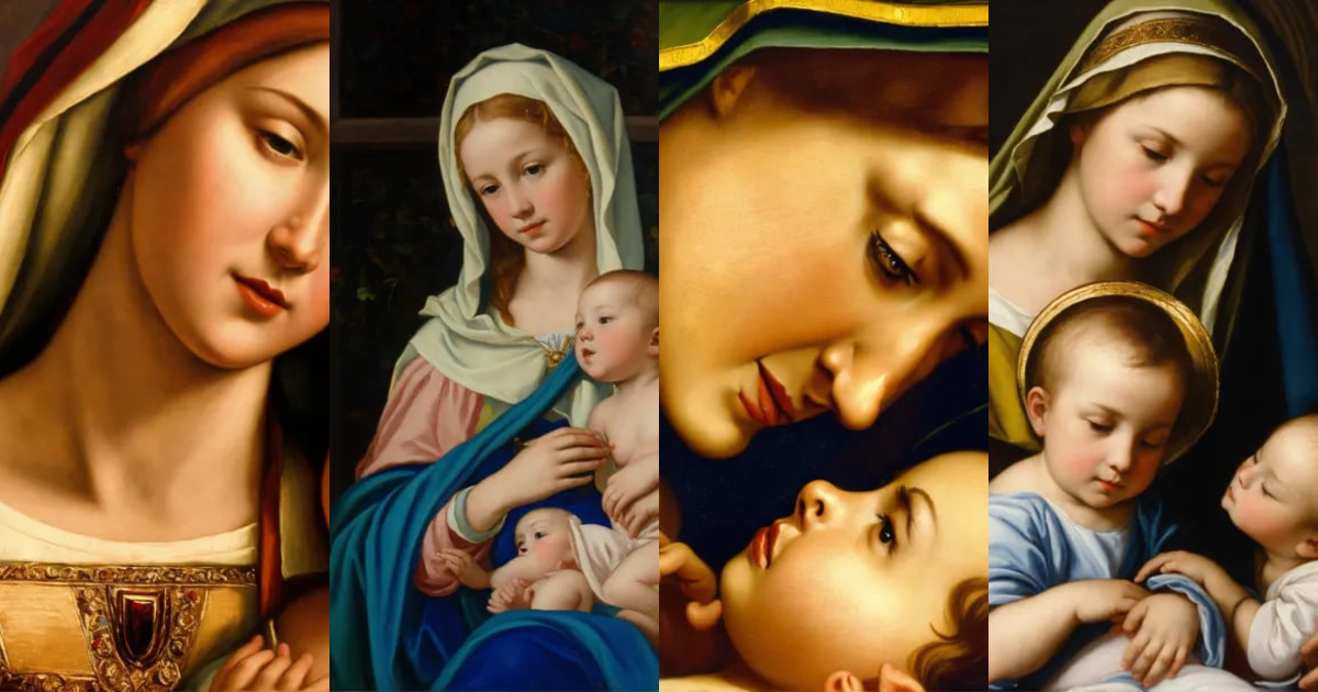 Lexica - Renaissance oil painting portrait of mother mary and child