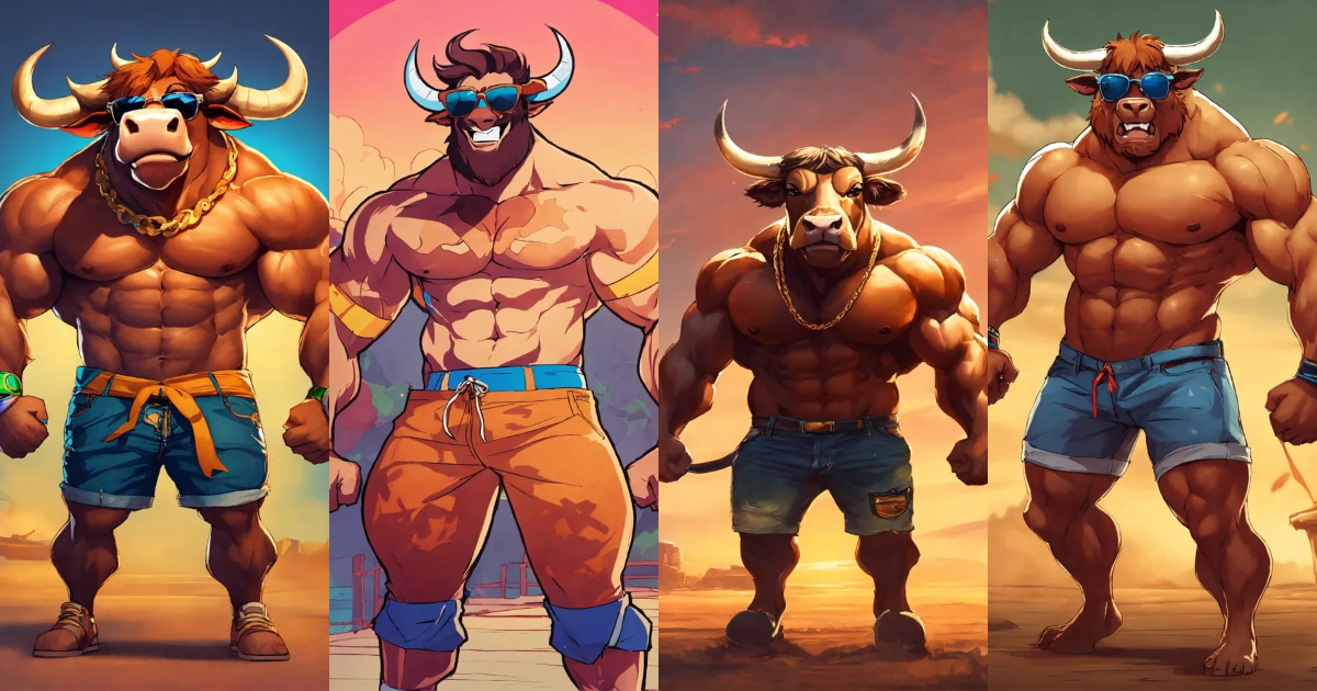 Lexica - A riped bull with abs that flex his arms with sunglasses and ...