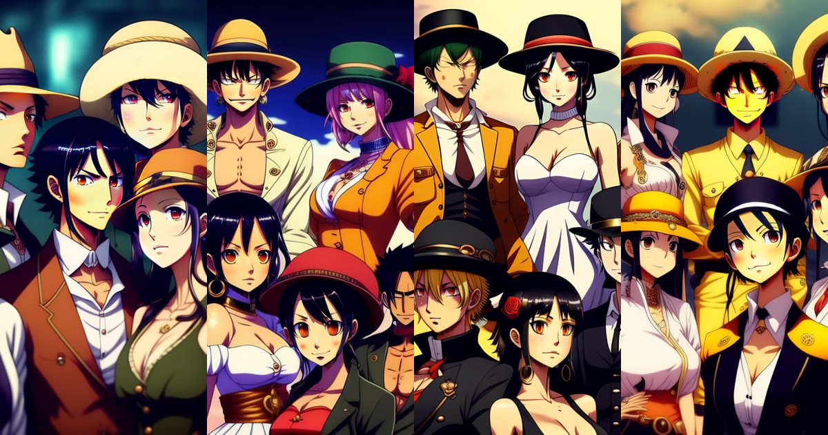 Lexica - Straw hat group from one piece anime in modern dress