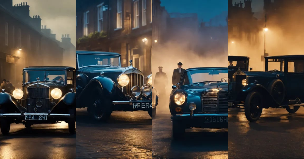 Lexica - Group of peaky blinders mafia with Cars in a street, smoky ...
