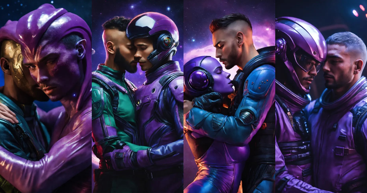 Lexica - Alien male masculine with purple fury skin and a masculine ...