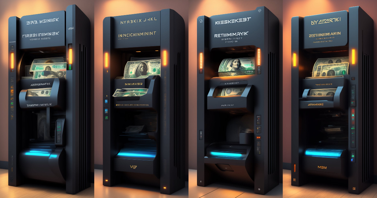 Lexica - Realistic, cyberpunk, printing money machine