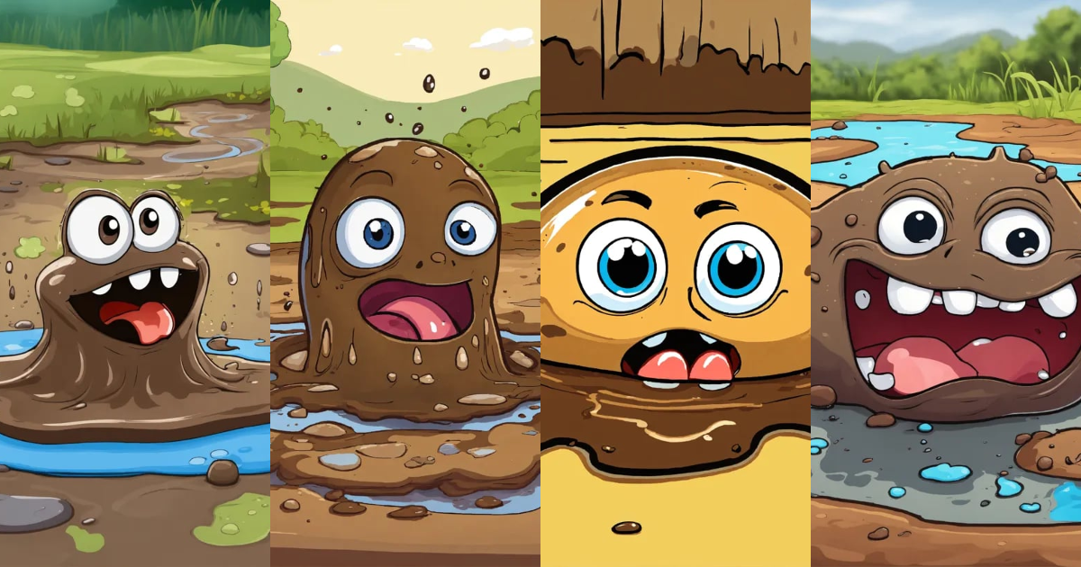 Lexica - Cartoon mud puddle rolling its eyes