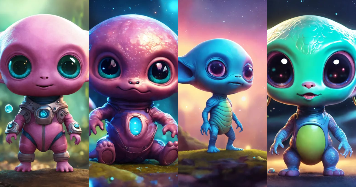 Lexica - Cute and adorable cartoon alien baby, fantasy, dreamlike ...