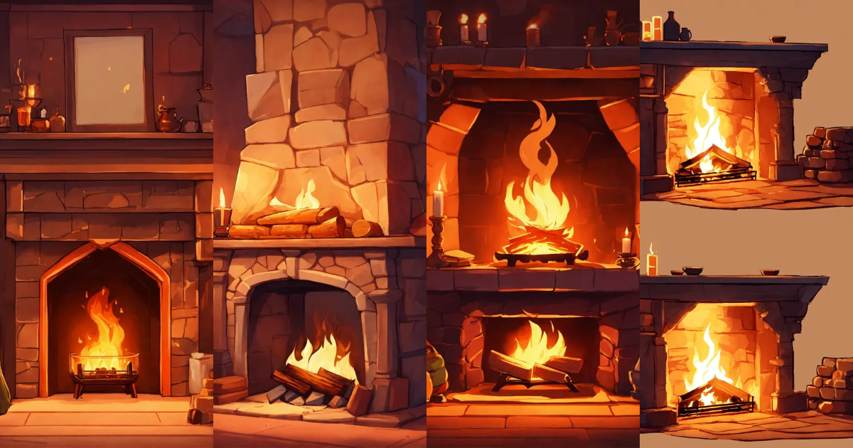 creative writing describing fireplace