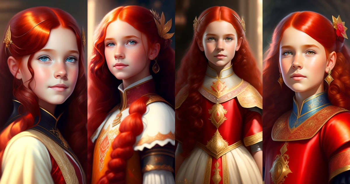 Lexica - A 10 years old red haired princess wearing a dress, d & d ...