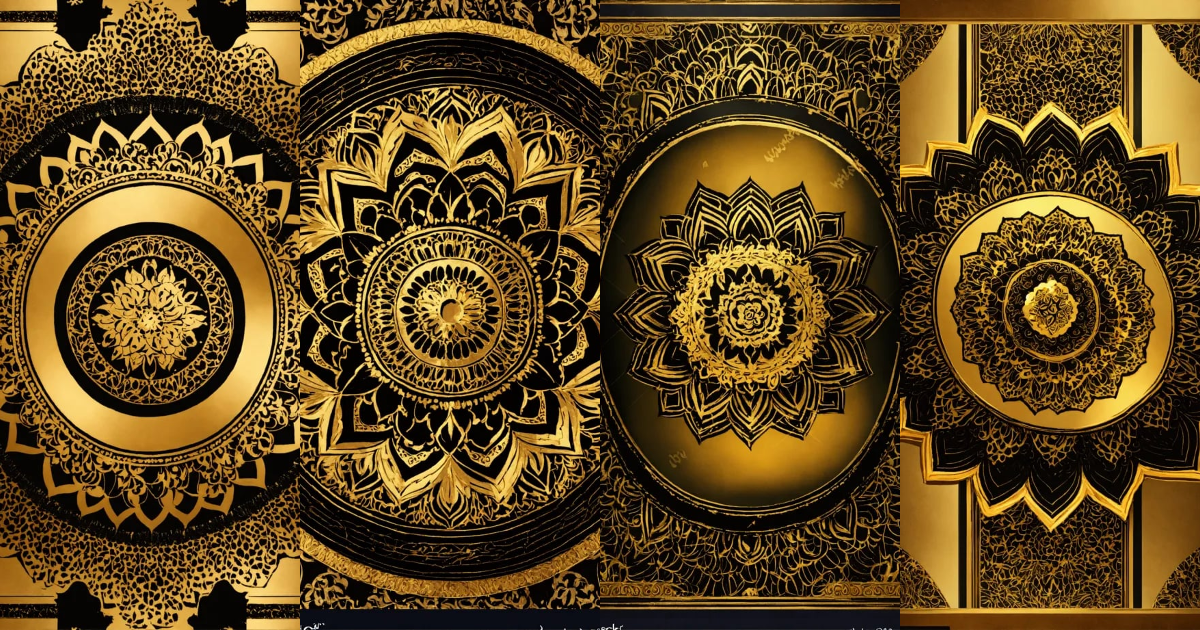 Lexica - Golden and black Mandala Art Background With Border Invitation ...