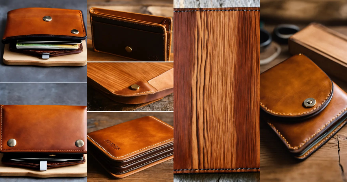 Lexica - Realistic wallet made with wood and leather.