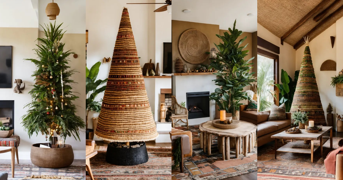 Lexica Kenyan modern boho Christmas tree in the middle of a Kenyan