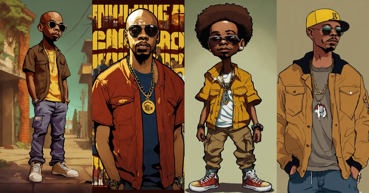 Lexica - Hip hop art style Dave Chappelle boondocks full body