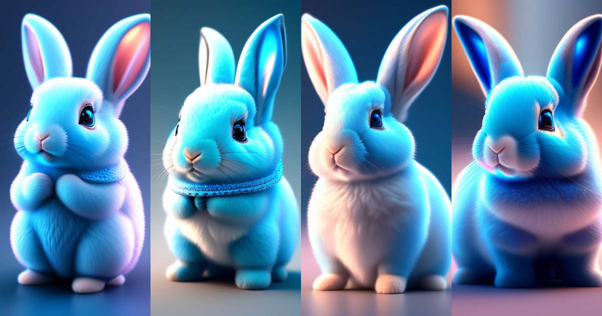 Lexica - A cute adorable baby blue rabbit made of crystal ball with low ...