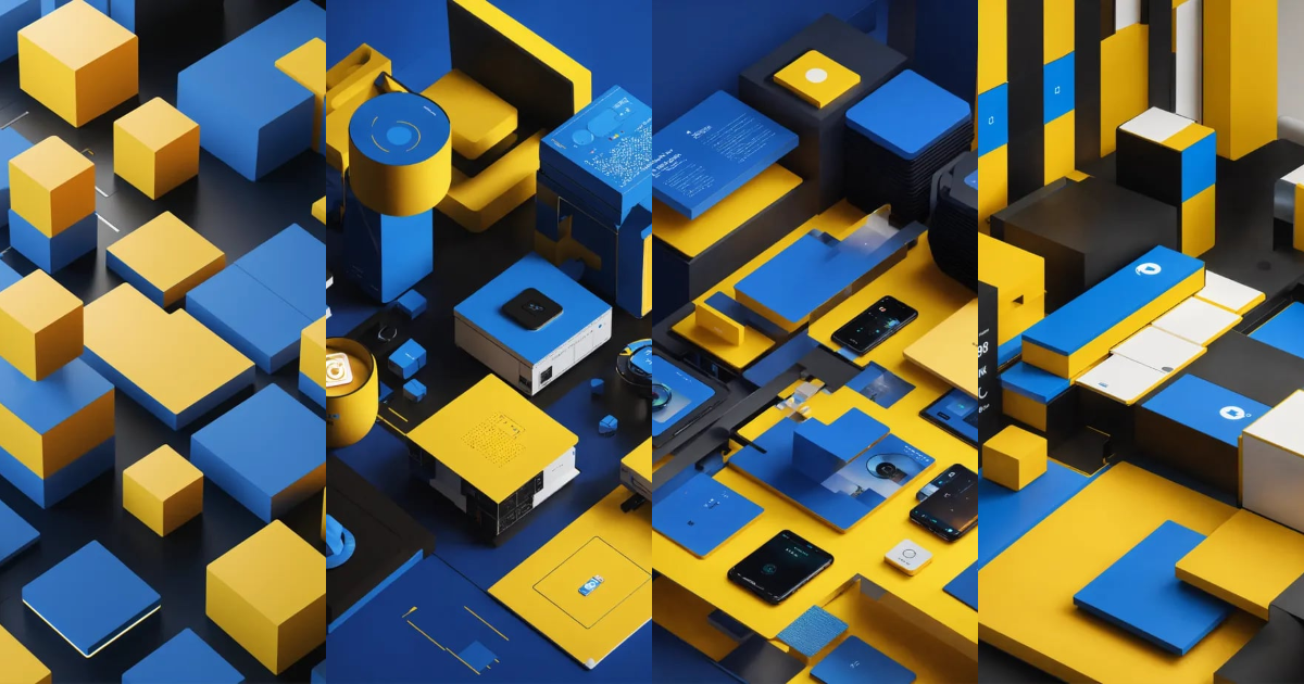 Lexica - Ux/ui graphicks 8k instagram 3d blue black white yellow