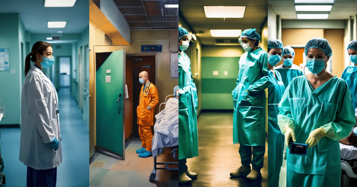 Lexica - Superrealist style, urban style, many doctors with n95 masks ...