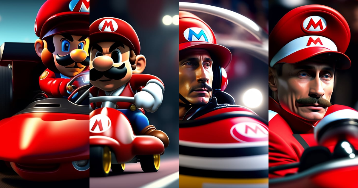 Lexica - Vladimir Putin dressed as Mario from Mario brothers, inside a ...