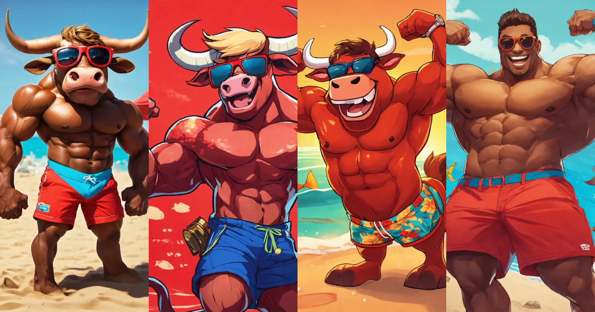 Lexica - A riped bull with abs and shorts and sunglasses and a Bigg ...