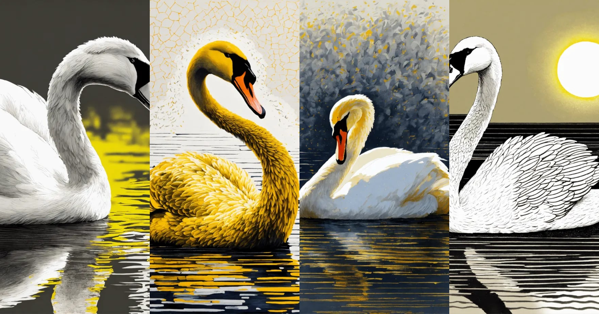 Lexica - Swan, abstract stippling and cross-hatching, Monochrome with ...