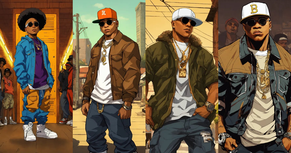 Lexica - Hip hop art style LL Cool J boondocks full body