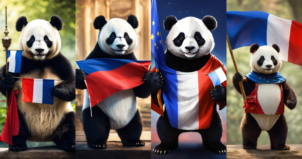 Lexica - A panda holding a French flag in his hands