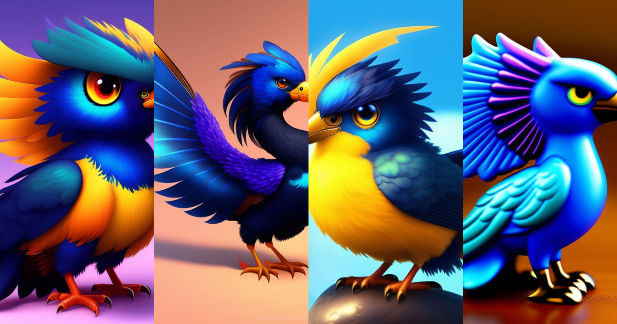 Lexica - A cute phoenix with big eyes, it's beak is black, it's ...