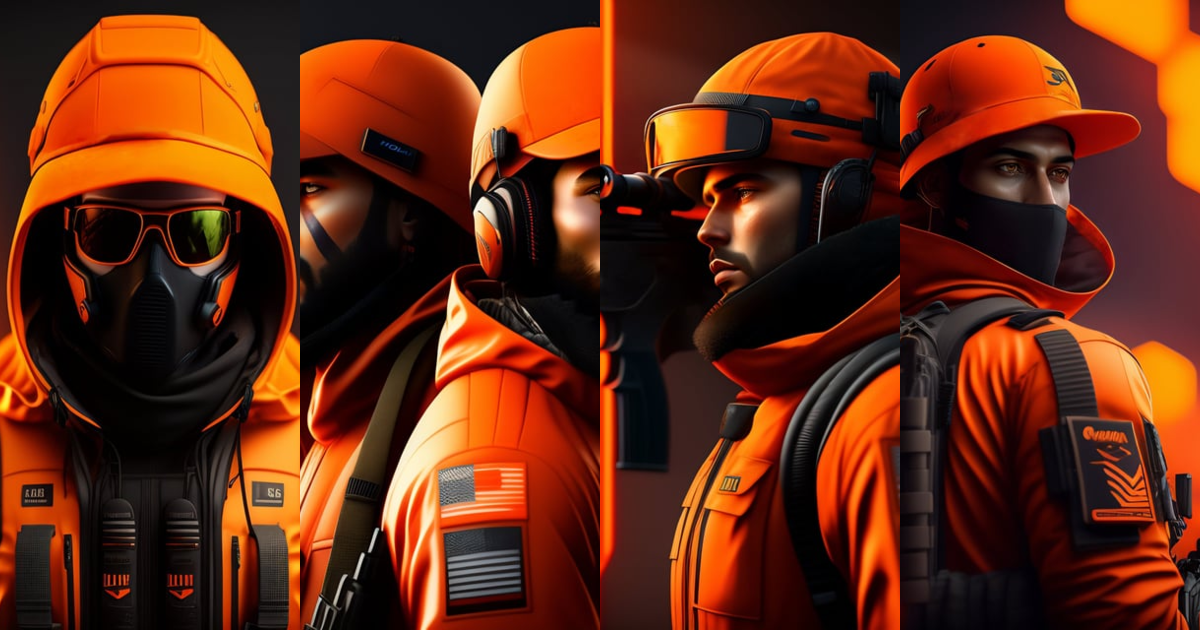 Lexica - CS-GO man terrorist skin, hollographic orange details color ...