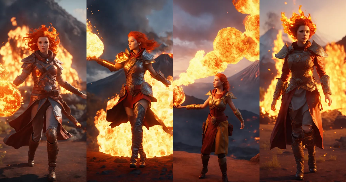 Lexica - Small female pale skinned redhead fire elemental mage wearing ...