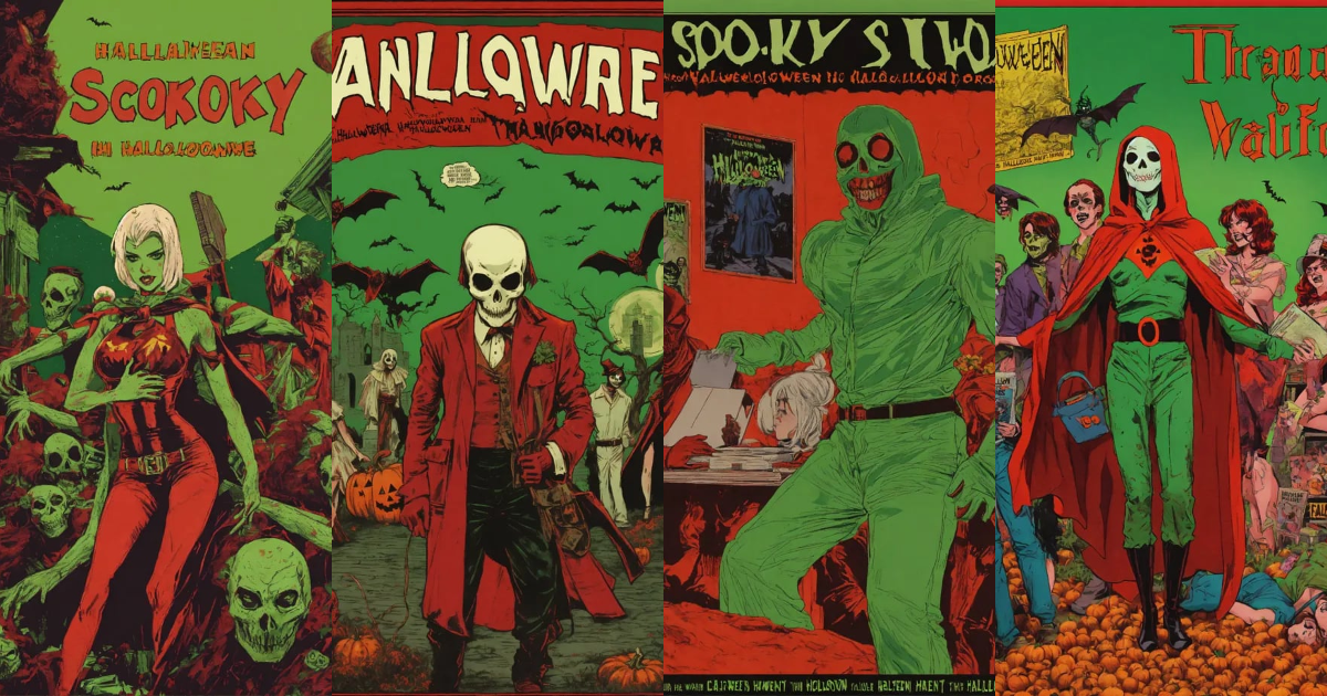 Lexica - Spooky show poster featuring people in halloween costume, in ...