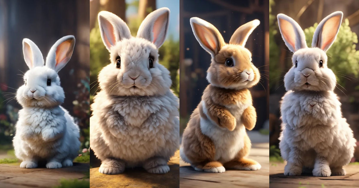 Lexica - Cute fluffy rabbit standing on png background, unreal engine ...