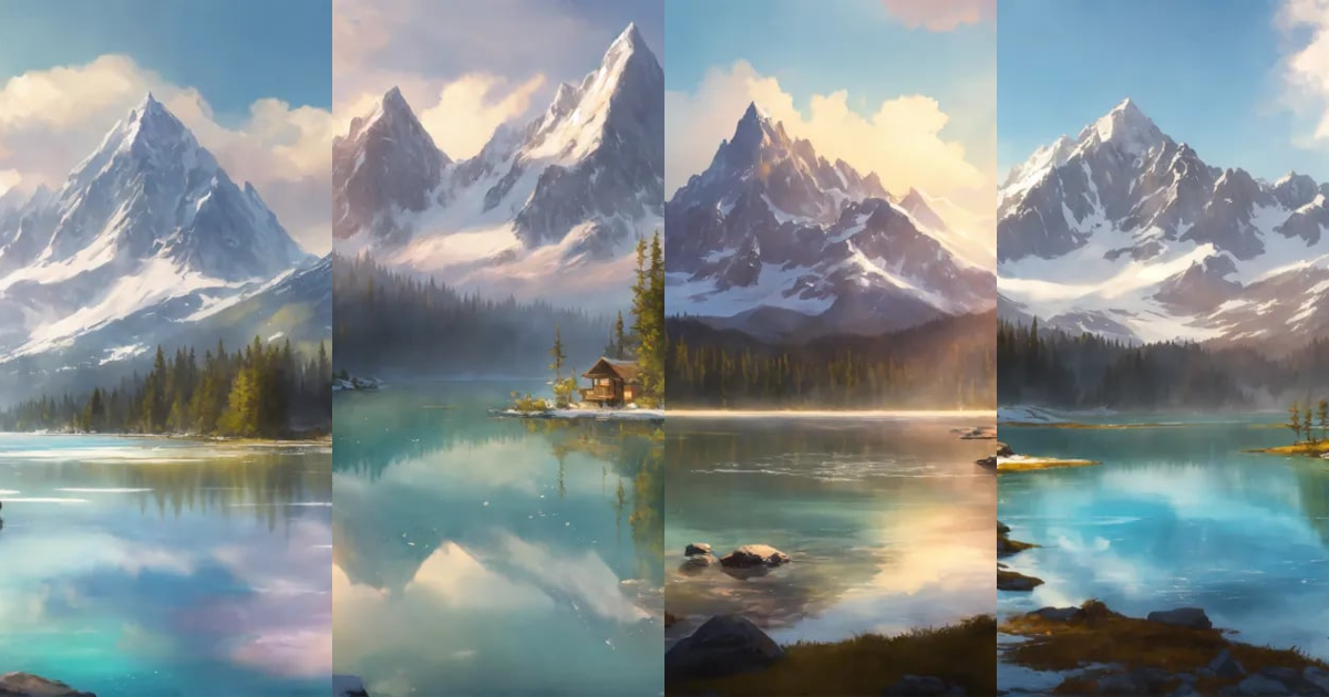 Lexica - Concept art of a glistening clean lake at the base of a small ...