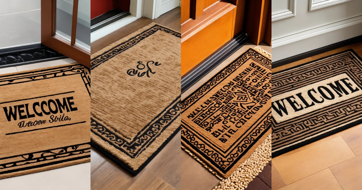 Lexica - A photo of a door mat with a welcome mat pattern. The mat is ...